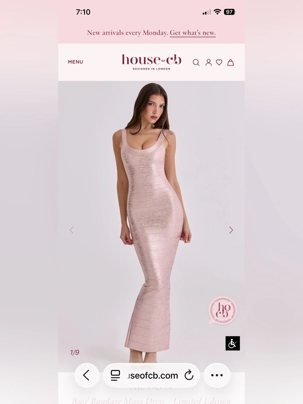 house of cb bandage dress pink 'The Hourglass' Baby Pink Midi Bandage Dress